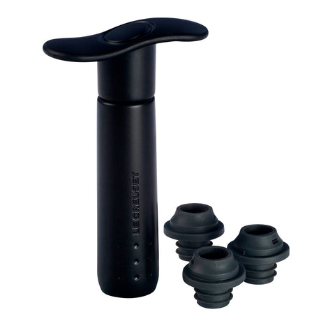 LC Wine Pump w/ 3 Stoppers - Black Onyx