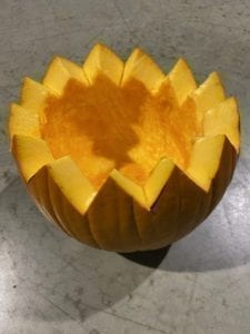 Cut and cleaned pumpkin