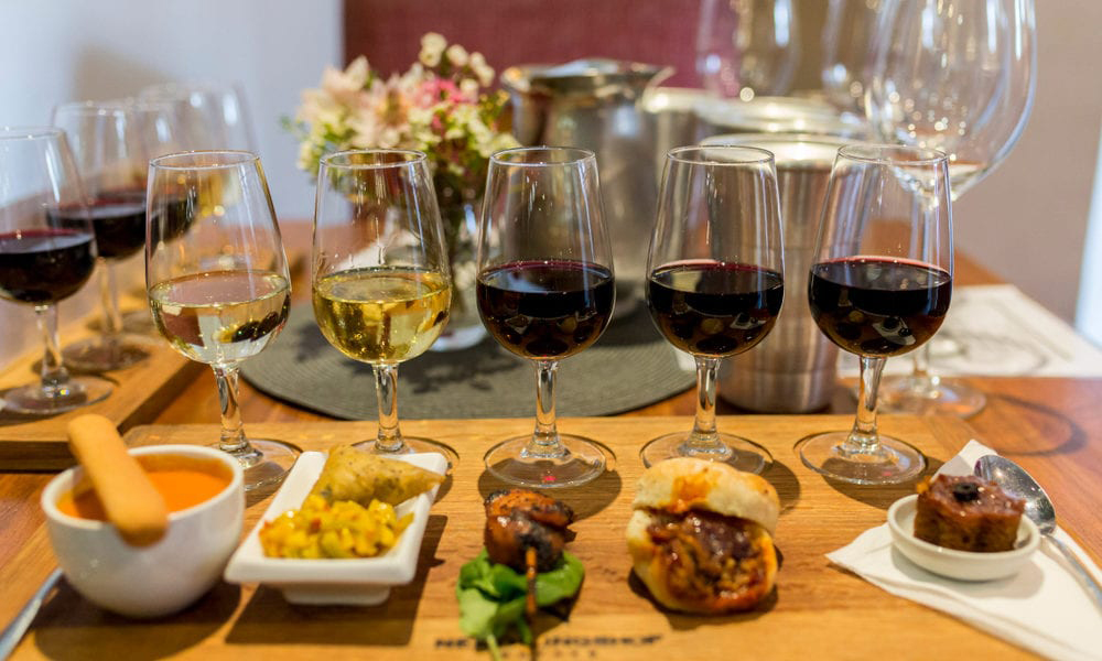 Glasses of wine paired with food