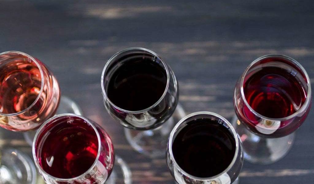 5 glasses of wine for sampling