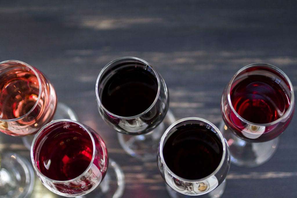 5 glasses of wine for sampling