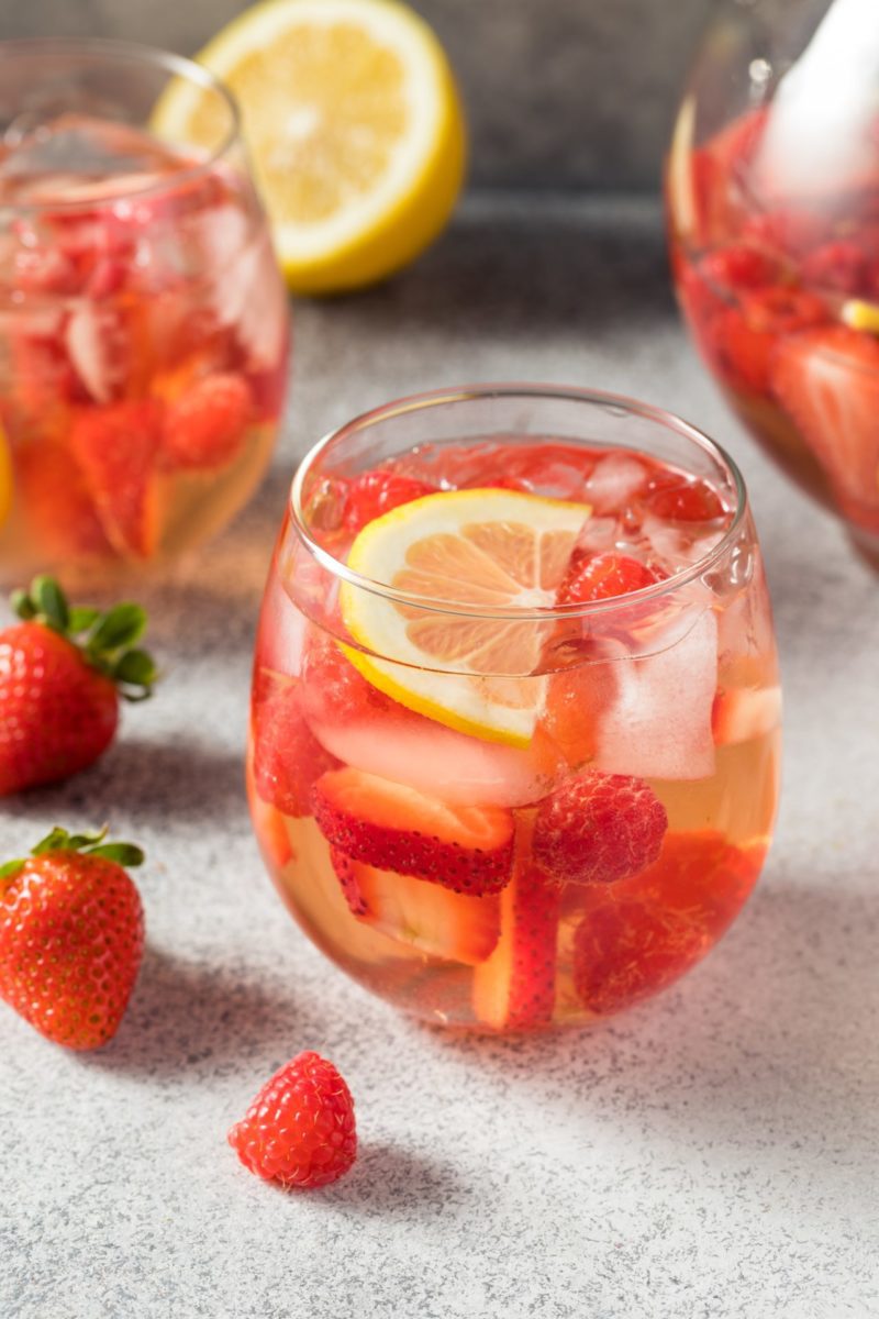 rose sangria in a glass