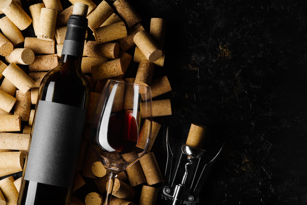 recorked wine bottle with corks