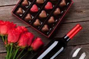 romantic food and wine - chocolate